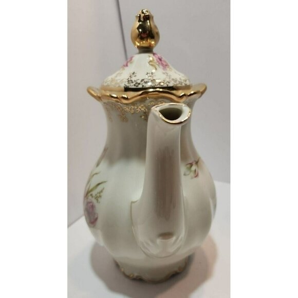 Vtg Mitterteich Bavaria Tea Set 1930's - 1940's Pink Floral w/ Gold Details Trim - Picture 4 of 16